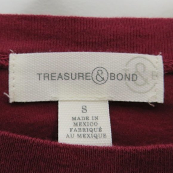 TREASURE & BOND Long Sleeve Graphic Tee In Burgundy- Nyc - Picture 3 of 8